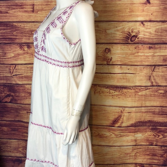 White Anthropologie Dress with Purple Embrodiery - Picture 3 of 8